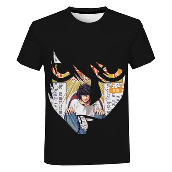 Death Note L Lawliet 3D Atspausdintas T-shirt Vyrai/Moterys, Juokinga Mada, O-kaklo Tshirts Atsitiktinis Streewear Tee Marškinėliai Bigsize 5XL