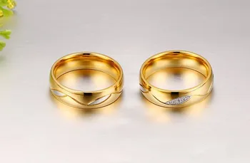 Derliaus CZ Aukso Užpildytų Porų Žiedus MOTERIMS, Titano Plienas Vestuvių Žiedas anel Dalyvavimas Juosta bižuterijos R143
