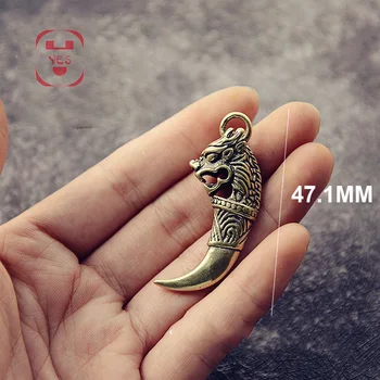 Derliaus Žalvario Mini savigynos Vilkas Galvos modeliavimas kardas Pakabukas Keychain Pakabukas Apdailos Ornamentu Skulptūra Home Accessories