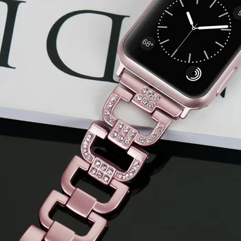Diamond diržu, Apple Watch 38mm/42mm/40/44mm apyrankę pulseira juostos iwatch serijos 6 SE 5 4 3 nerūdijančio plieno dirželis moterims