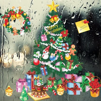Didelis Kalėdų Eglutė Sienų Lipdukai Dovanų Dėžutes, už Lango Stiklo Lipdukai Meno Dizaino Vaikų Kambario, Namų Apdaila, Sienų Lipdukai