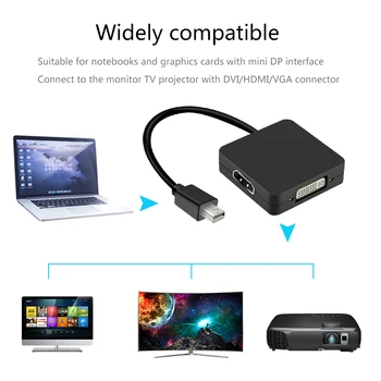 Didelės Raiškos 3 In 1 Mini DisplayPort Į HDMI/DVI/VGA Display Port Kabelis Adapteris KOMPIUTERIUI Apple MacBook Projektorius Samart TV