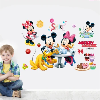 Disney Mickey Minnie Mouse Plutonas Sienų Lipdukai Vaikų Kambariai Šalies Namų Dekoro Cartoon 25*70cm Sienų Lipdukai Pvc jam prilygintą išsilavinimą Meno 