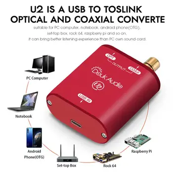 Douk Garso U2 Mini USB į SPDIF Garso Keitiklis XMOS XU208 Skaitmeninė Sąsaja ĮKALBINĖTI/OPT DSD DOP 192KHz