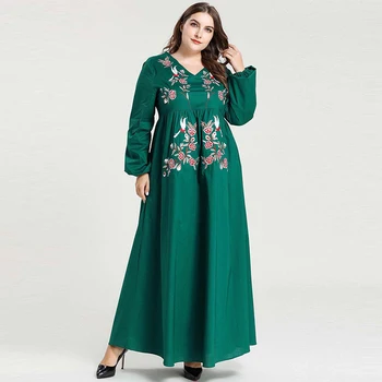 Dubajaus Mados Artimuosiuose Rytuose, Didelio Dydžio moteriški Islamo Turkija Išsiuvinėti Dideli Sūpynės Musulmonų Atsitiktinis Suknelė Bangladešas Elegantiška Suknelė
