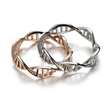 Dvigubos DNR Spiralės Moterų Žiedas Sidabro Padengtą Nerūdijančio Plieno Tabaluoti Žiedai DNR Brinco Biologijos Mokslų Tematikos Papuošalai Lady Dovana VR374