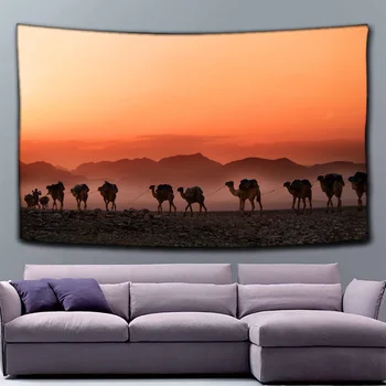 Dykumos Peizažas Sienos Kabo Poliesteris Saulėlydžio Atspausdintas Sienos Gobelenas Spalvingas Dangus Modelis Kabo Gobelenas, Miegamojo
