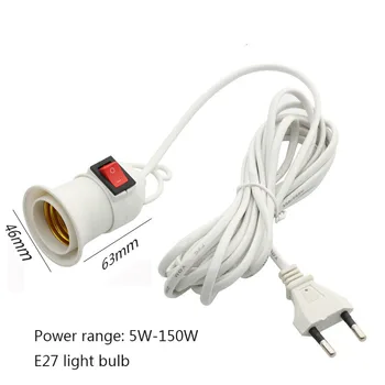 E27 lempa Bazės 4M Maitinimo Laidas, Kabelis, atskiras mygtukas jungiklis ES kištukas LED Lemputė Hanglamp Pakabos Lizdo Laikiklį