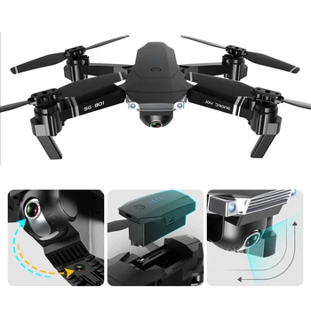 EBOYU SG901 RC Drone Dual Kameros 1080P/ 4K HD Priekinė Kamera ir 720P Apačioje Optinis Srauto Nustatymo RC Sulankstomas Drone