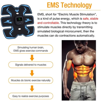 EMS Raumenų Stimuliatorius su LED Ekranas, USB Įkrovimo Pilvo Diržas, Darbas, Galia, Fitneso, Pilvo Vyrai Moterys