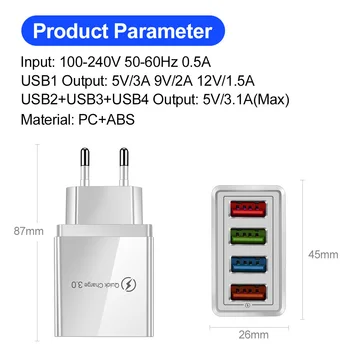 ES/JAV Prijunkite USB Įkroviklis Greitai Įkrauti 3.0 Telefono Adapteris, skirtas 