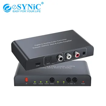ESYNiC 192kHz DAC Keitiklis, Skaitmeninis Koaksialinis Toslink Į Analoginį Stereo L/R-RCA 3.5 mm Audio Adapteris Su Nuotolinio Valdymo HD DVD
