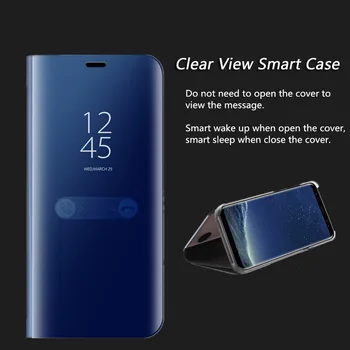 Electroplated Veidrodis Atveju, Samsung Galaxy S8 Plius S8 Atveju Oda Smart Aiškiai Matyti, Flip Stovo Dangtelis Skirtas Samsung S8 Atveju S8+
