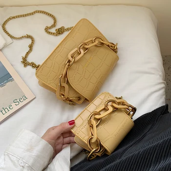 Elegantiška Moteriška Mini Nešti maišą 2020 Naujos Kokybės Odos Moterų Dizaineris Rankinės Krokodilo modelis Grandinės Petį Krepšys