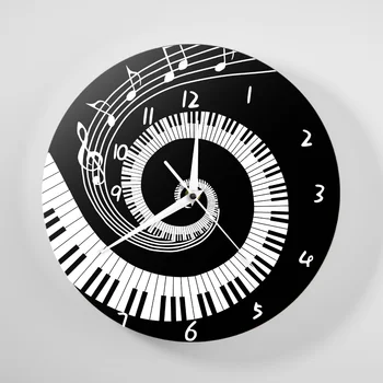 Elegantiškas Pianino Klavišai Juodi ir Balti Modernus Sieninis Laikrodis Muzikos Įrašus Banga Turas Muzikos Klaviatūros Sieninis Laikrodis Muzikos Mylėtojas Pianistas Dovana