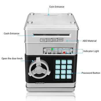 Elektroninių Piggy Bank ATM Slaptažodį taupyklė Pinigų Monetų Taupymo Dėžutė BANKOMATŲ Banko seifo saugumo Automatinė Indėlių Banknotų dovana