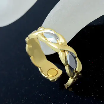 Escalus Akių Modelio 2-Tonas Aukso, Sidabro Spalva Magnetinio Moterų Žiedas Keičiamo Dydžio Moterų Magnetai Kokteilis Žiedai, Papuošalai Žavesio