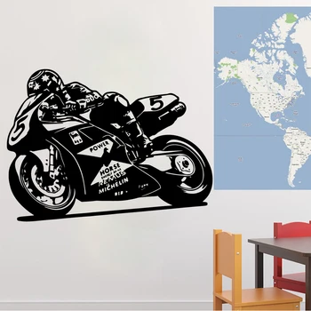 Europos Stiliaus Motorbiker Sienų Lipdukai Dekoratyviniai Lipdukai, Vaikų Kambarys Vinilo Lipdukai Miegamojo, Vaikų Darželio Dekoro Priedai Freskomis