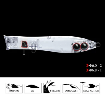 FTK Popper bass Žvejybos Masalas 1pcs/daug 90mm 11.5 g Dirbtinis Plūduriuojantis Topwater Asorti spalvų Žvejybos Crankbait Wobblers Spręsti