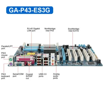 GIGABYTE GA-P43-ES3G Darbastalio Plokštė P43 Socket LGA 775 Už Core 2 Pentium D DDR2 16G ATX P43-ES3G Restauruotas Mainboard