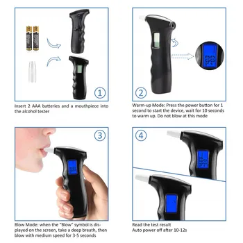 GREENWON Mėlyna LCD ekranas Alkoholio Breathalyzer užrakinti langą Alcotester kvėpavimas alkoholio testeriai