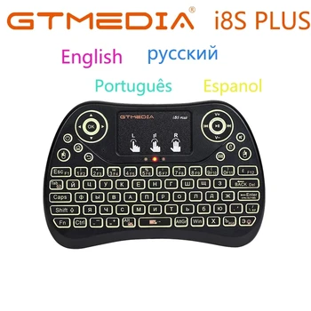 GTMEDIA i8S PLIUS Apšvietimu 2.4 G Belaidę Klaviatūrą, Oro Pelės anglų rusų ispanų, portugalų Touchpad Kišeninis TV BOX