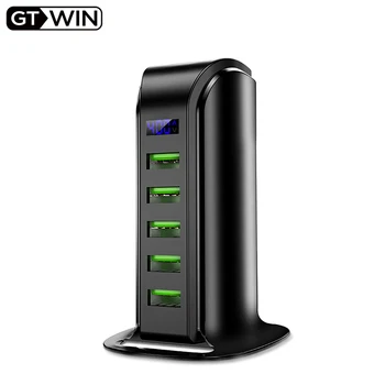 GTWIN 5 Port USB Įkroviklį, LED Ekranas, Multi USB Greito Įkrovimo Stotis Greitai Įkrauti Universalų Mobiliųjų Telefonų Kroviklį ES, JAV, UK Plug