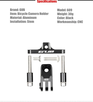 GUB 609 Aliuminio Dviračių Laikiklio Adapteris GoPro Kameros Ir Šviesos Lempos Dviračių Kamieninių Mount Aksesuaras Skaitmeniniai Fotoaparatai