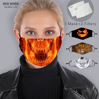 Gaisro Kaukolė Halloween Mask Reguliuojami Dirželiai Daugkartinio naudojimo Burnos Kaukę galima Skalbti Veido Kaukė Su Filtru KD2.5 Moterys Žmogus Apsaugine Kauke