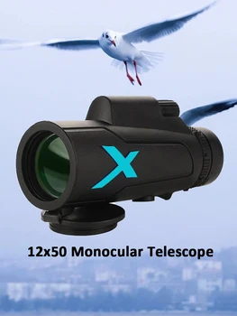 Galingas 12X50 Zoom Monokuliariniai Teleskopas Nešiojamas HD Super Teleskopas Optinis Lęšis Žygiai, Medžioklės, Žvejybos Aišku, Stebėjimo