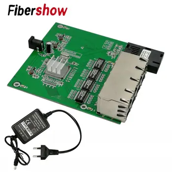 Gigabit Ethernet switch 8 RJ45 1 PK Optinių Laikmenų Keitiklis Vienos rūšies pluošto Port 10/100/1000M PCBA valdyba