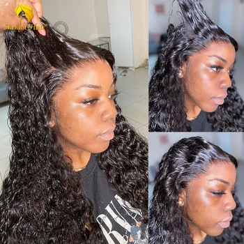 Glueless Nėriniai Priekiniai Žmogaus Plaukų perukai Už juodaodžių Moterų 13x6 Remy Plaukų Netikrą Galvos Garbanotas Nėriniai Priekiniai Peruką Prieš Nupeštos Su Kūdikio Plaukų