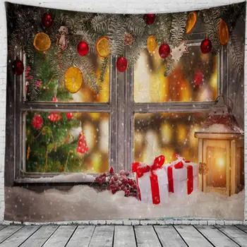 Gobelenas Kalėdų Sienos Kabo Kalėdų Sniego Namus Deco Kalėdų Windows Spausdinti Gobelenai Didelio Dydžio Nemokamas Pristatymas Gobelenai