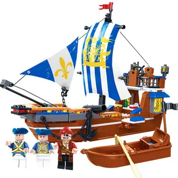 Goody blokai piratų laivas berniukas vaikams surinkta ir įdėta kuriant modelį švietimo žaislai, gimtadienio dovana