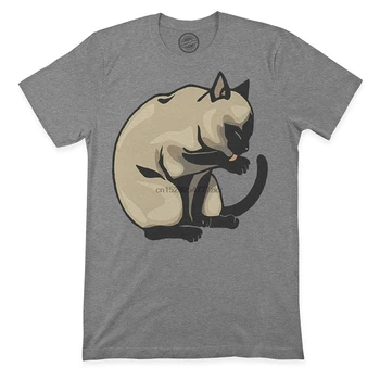 Grafinis Naujovė Premium T Shirts Tradicinių Siames Cat B Augintiniai Viršuje Tee Tamsiai Pilka