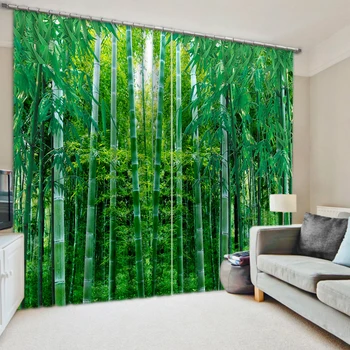Graži Nuotrauka Mados Individualų 3D Užuolaidos žalia bambuko miškų Aukštos kokybės užsakymą 3d užuolaidų audinys