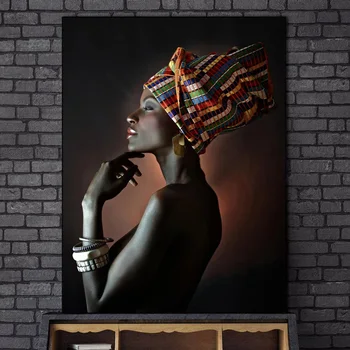 Gražioje Juodosios Moterų Naftos Paveikslų Spausdinimas Ant Drobės Portretas Afrikos Sienos Meno Spaudinius, Plakatus Ir Spausdina Sienos Nuotraukas Cuadros