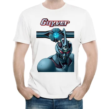 Guyver T Shirt Mens Mados Trumpas Rankovės Baltos Spalvos Anime Guyver Logo T Shirt Viršuje Tees marškinėlius Unisex Atsitiktinis Animacinių filmų Drabužiai