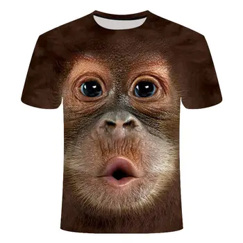 Gyvūnų vyrų t-shirt 3d trumparankoviai 3DT marškinėliai asmenybės pusė rankovėmis trimatis stilius korėjos beždžionė t-shirt stora-fitt