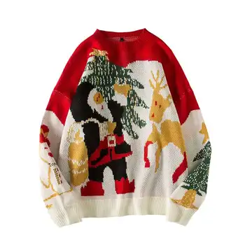 H. SA Moterų Kalėdų Džemperis Puloveriai Sniego senį, Kalėdų Eglutė Raudona Pora Megztiniai Negabaritinių Džemperiai moteris, žieminiai drabužiai