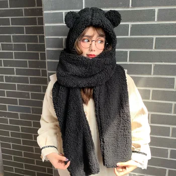 H7763 Meška Ausis Bombonešis Skrybėlę Moterų Žiemos Ausies, Kaklo Apsaugos Šiltas Storas Bžūp Korėjos Vientisos Spalvos Puikus Lauko Atsitiktinis Mergina Kepurės