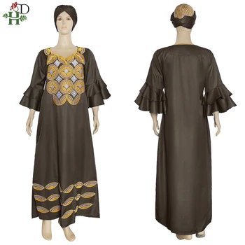 H&D Afrikos Suknelė Moterų Plius Dydis Suknelės Su Galvos Apsiaustas Moterų Išsiuvinėti Maxi Suknelė 2021 Dashiki Afrikos Drabužius S3314