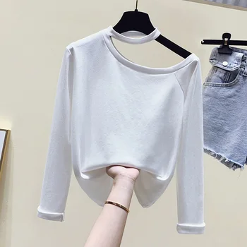 Harajuku Moterų Negabaritinių Marškinėliai Drabužių Derlius T Shirts Egirl 2020 M. Rudenį Mados Laisvalaikio Streetwear ilgomis rankovėmis Baltos Viršūnės