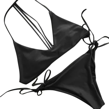 Hirigin Thong Bikini Nustatyti 2020 M. Naujų Moterų Maudymosi Kostiumėliai, Grynos Spalvos Push Up Kamšalu Maudymosi Kostiumėlį Biquini Moterų Maudymosi Kostiumą Vasaros Paplūdimio