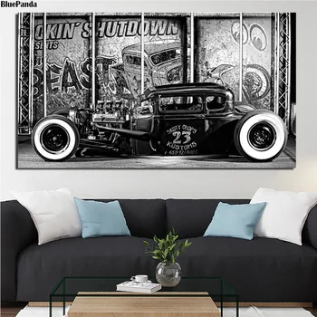 Hot Rod Automobilių Vintage Juodas Ir Baltas Plakatas Tapyba Ant Drobės Šiuolaikinio Meno Dekoratyvinės Sienų Paveikslėliai Namų Puošybai