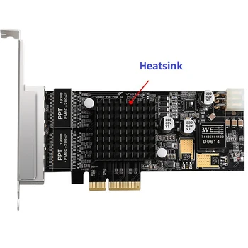 IOCREST 4 Uostų PCIe POE Gigabit Etherent tinklo kortelė Intel350 I350-T4 laidinio tinklo plokštė