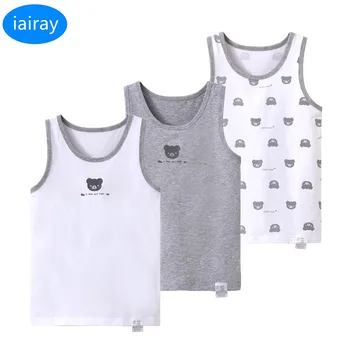Iairay 3pcs/set vasaros medvilniniai berankoviai marškinėliai bako viršuje vaikų undershirt berniukų apatiniai vaikams, marškinėliai (be rankovių) miego marškinėliai berniukui