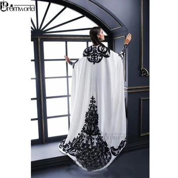 Ilgomis Rankovėmis, Baltos Vakarinės Suknelės 2020 M. Naujas Juodos Spalvos Nėriniai Appliques Žaliojo Islamo Dubajus, Saudo Arabų Ilgai Oficialią Chalatai Prom Dress