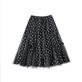 Imakokoni juoda polka-dot sijonas originalaus dizaino Japanese laukinių šviesos ilgas moterų vasaros 192569