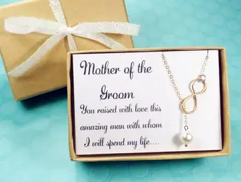 Individualizuoti silver rose gold vestuvių motinos nuotaka jaunikis Infinity perlų papuošalai pasiūlymą, dovanos su pastaba-kortelės